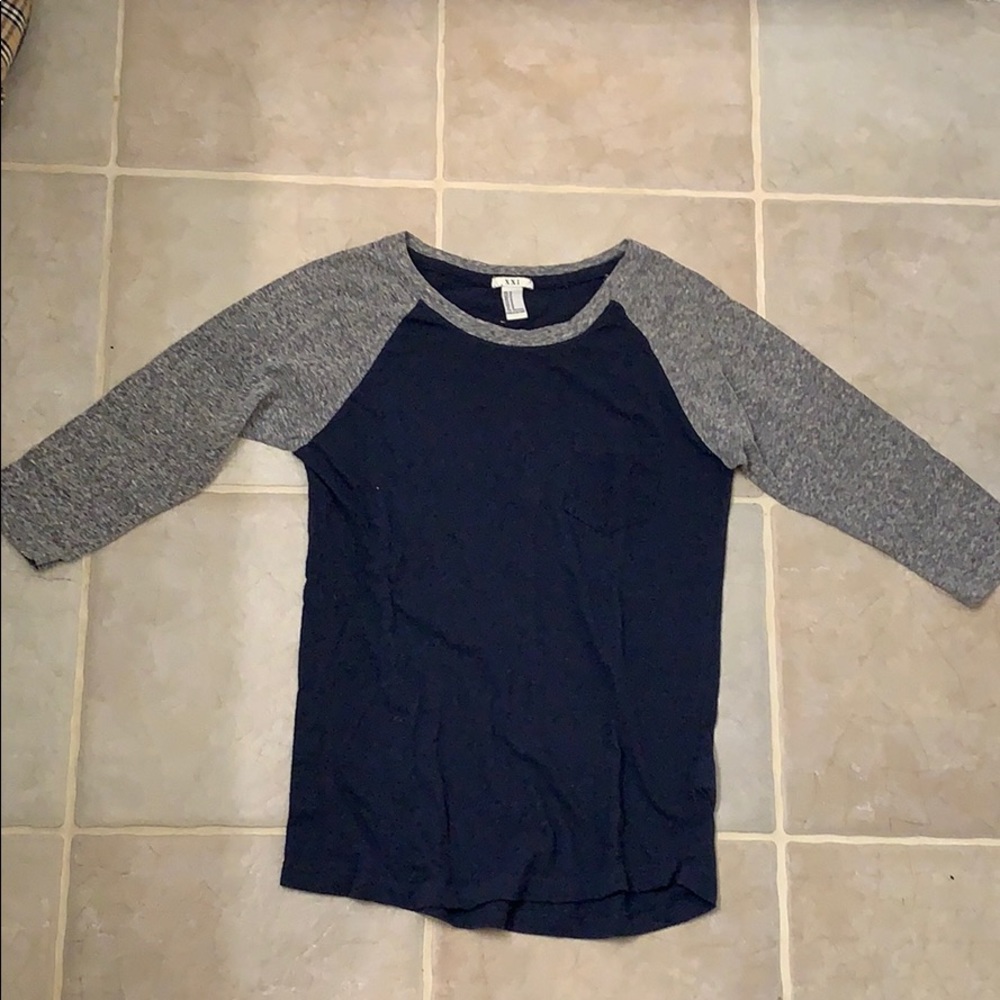 Forever 21 Heather grey/Navy Raglan Baseball Tee